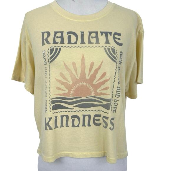 American Eagle Outfitters Tops - American Eagle Radiate Kindness Graphic Tee Yellow Cropped T-Shirt L